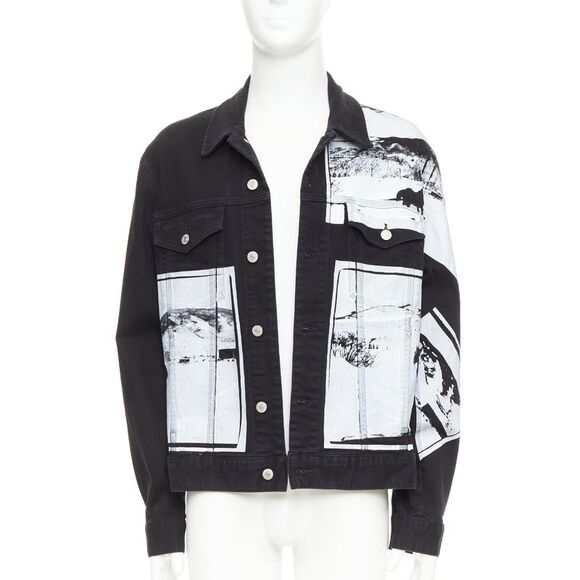 CALVIN KLEIN 205W39NYC Raf Simons Andy Warhol black pop art trucker jacket L